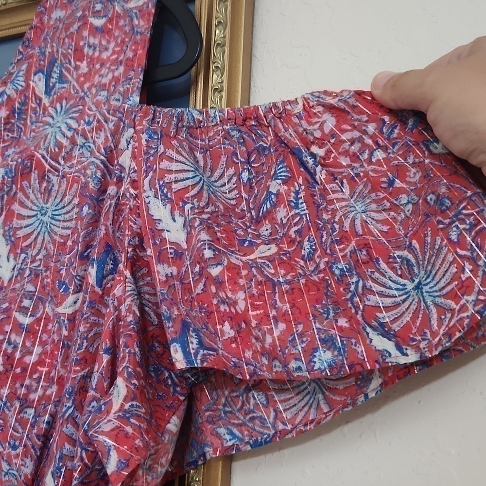 Lucky brand Cold Shoulder Blouse Size 2X Bohemian Cottagecore Feminine Career - Picture 6 of 11